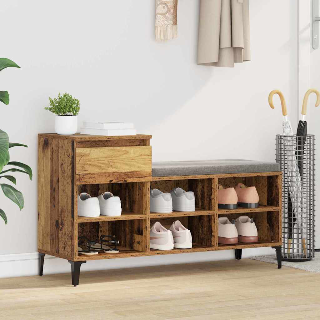 Vidaxx zapatero con cajón madera vieja 102 x 36 x 60 cm madera procesada