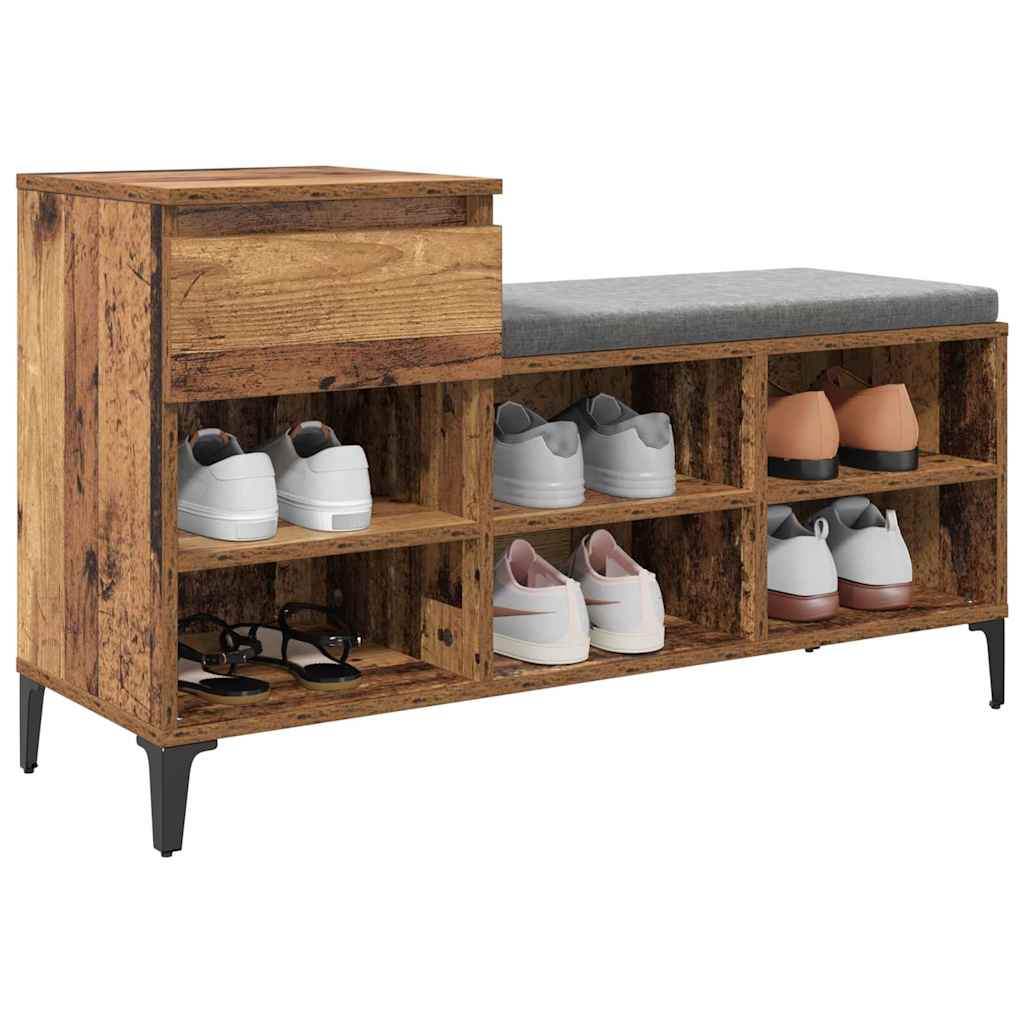 Vidaxx zapatero con cajón madera vieja 102 x 36 x 60 cm madera procesada