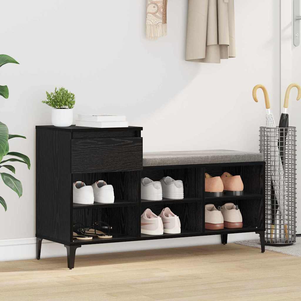 Vidaxl zapatero con cajón roble negro 102 x 36 x 60 cm acabado madera