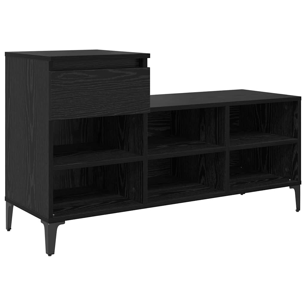 Vidaxl zapatero con cajón roble negro 102 x 36 x 60 cm acabado madera
