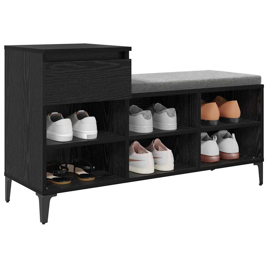 Vidaxl zapatero con cajón roble negro 102 x 36 x 60 cm acabado madera
