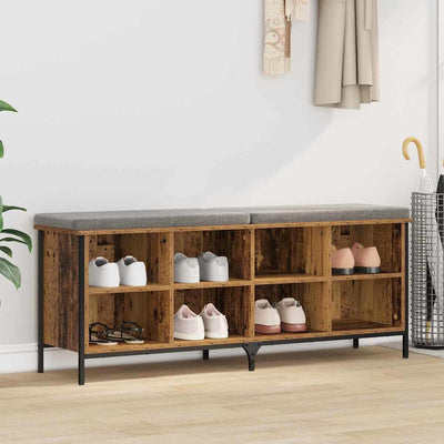 Vidaxl schoenenkast oud hout 131 x 35 x 50 cm gemonteerd hout en ijzer