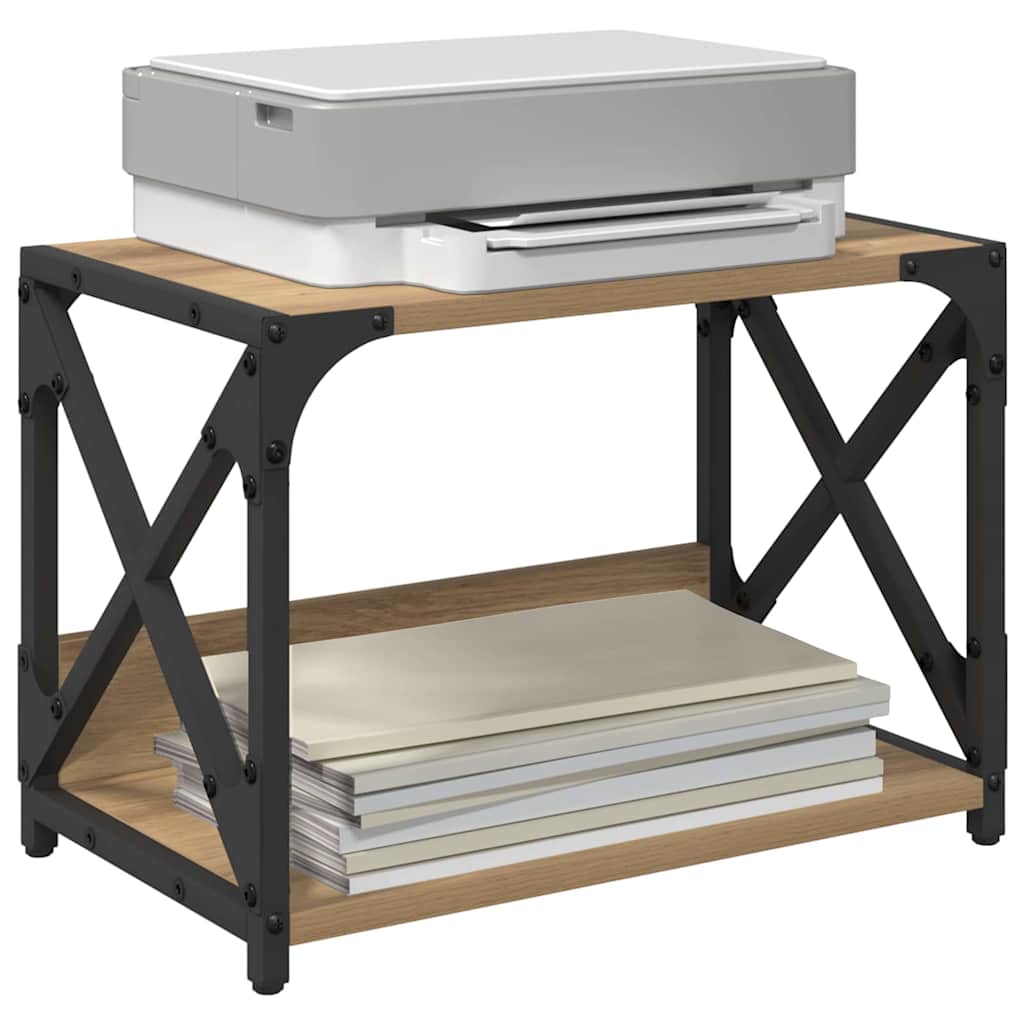 Vidaxxl soporte para impresora roble artesanal 44 x 26 x 31,5 cm madera contrachapada