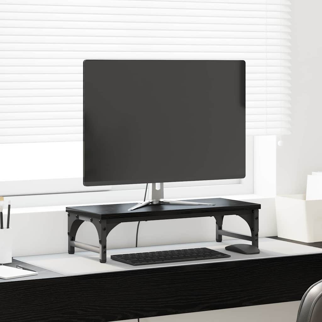 Vidaxxl soporte para monitor roble negro 55 x 23 x 14 cm acabado madera