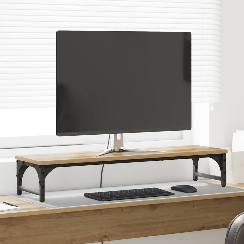 VidaXL soporte para monitor roble artesanal 85 x 23 x 15,5 cm madera contrachapada