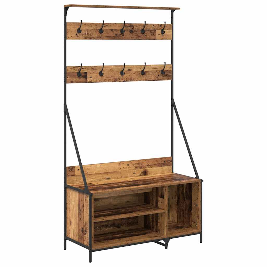Perchero vidaxl con estante madera vieja 100 x 41 x 184 cm madera procesada