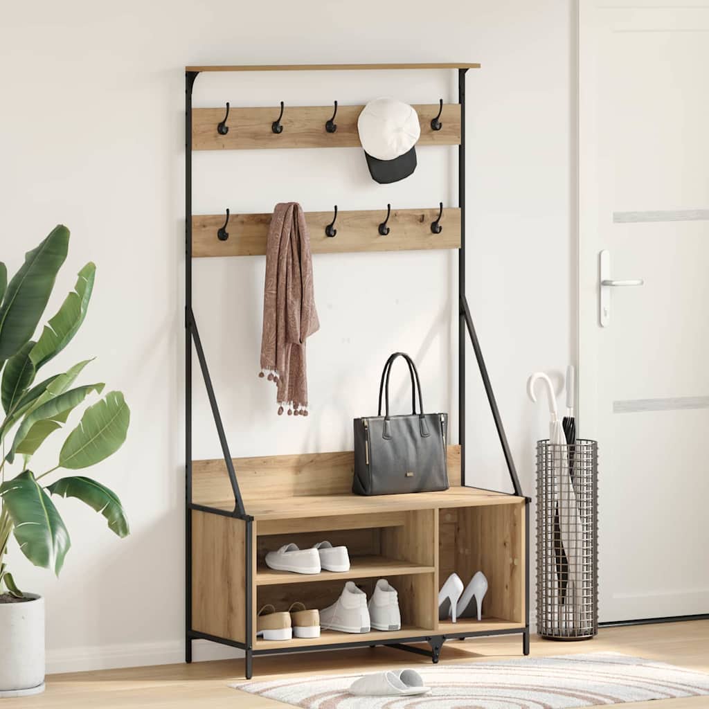Vidaxx perchero artesanal roble 100 x 41 x 184 cm madera artesanal