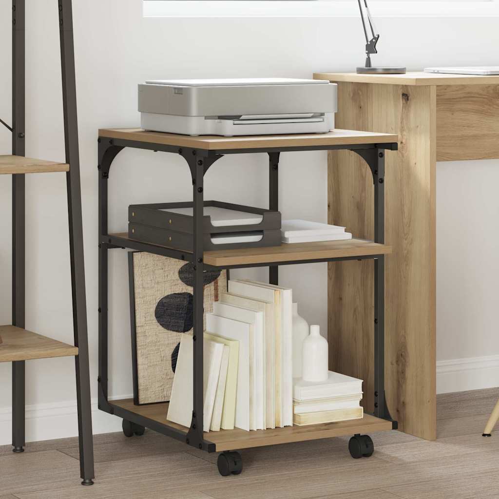 Vidaxxl soporte para impresora roble artesanal 43 x 48 x 64 cm madera contrachapada