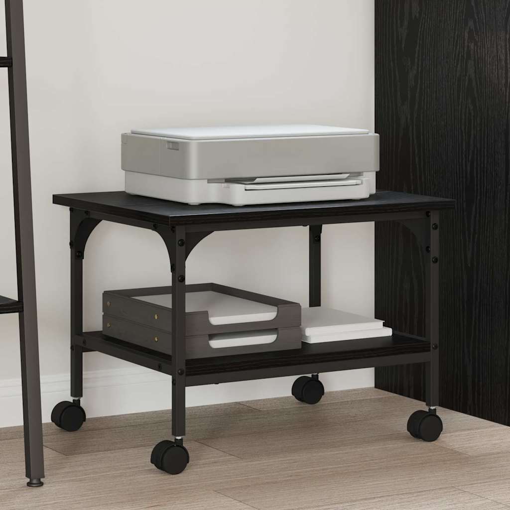 Vidaxxl soporte para impresora roble negro 50 x 40 x 38 cm madera contrachapada