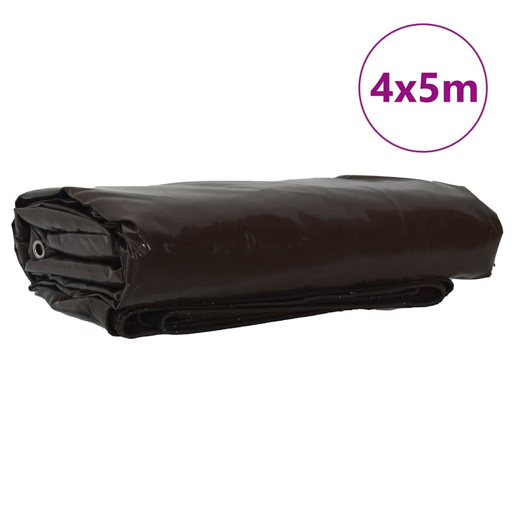 Telo Vidaxl 650 g m² marrone 4 x 5 m tela con rivestimento in PVC