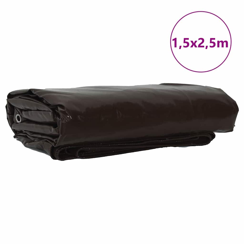 Vidaxl zeil 650g m² bruin 1,5 x 2,5 m canvas met pvc-coating