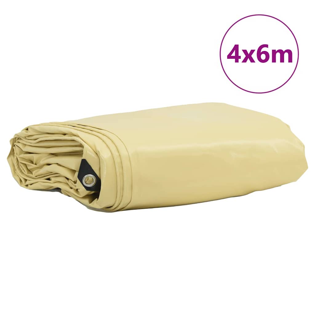 Telo Vidaxl 650 g m² beige 4 x 6 m con rivestimento in PVC