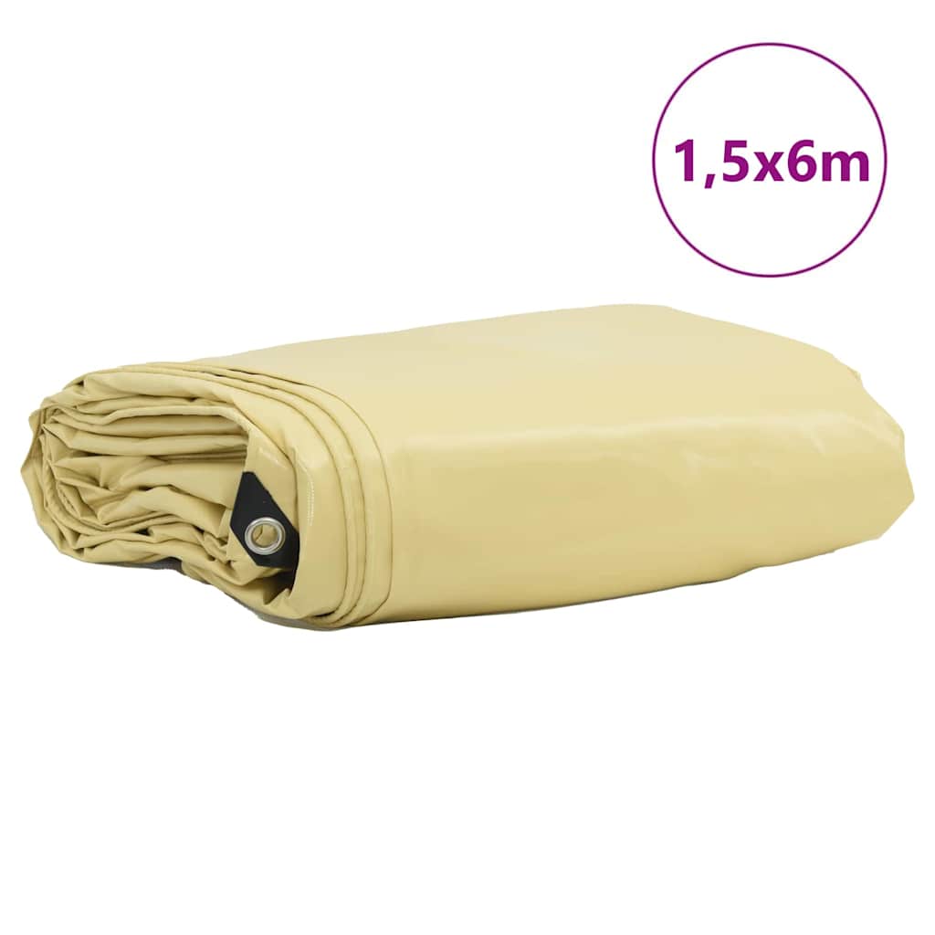 Lona vidaxl 650g m² beige 1,5 x 6 m lona con revestimiento de PVC
