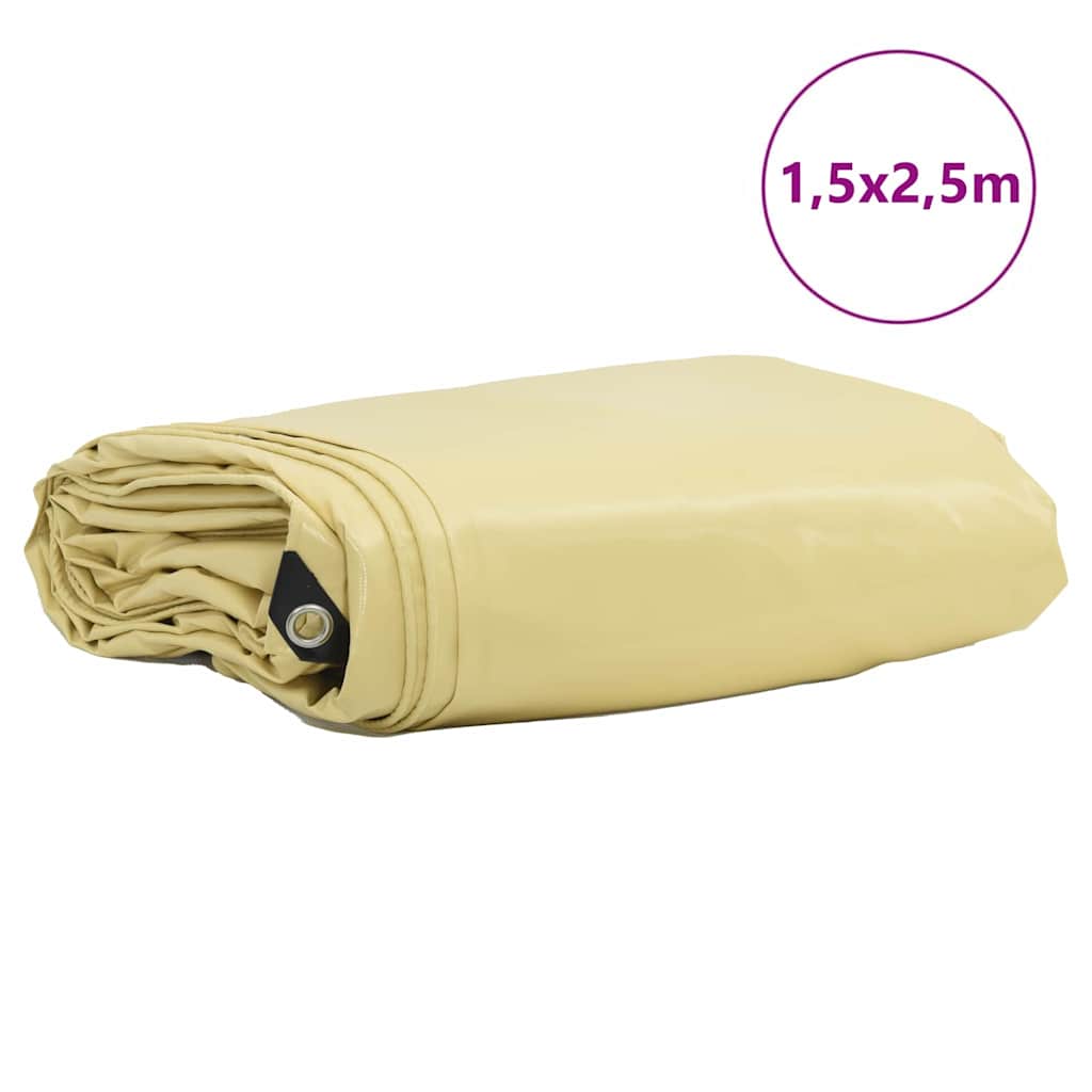Vidaxl zeil 650g m² beige 1,5 x 2,5 m canvas met pvc-coating