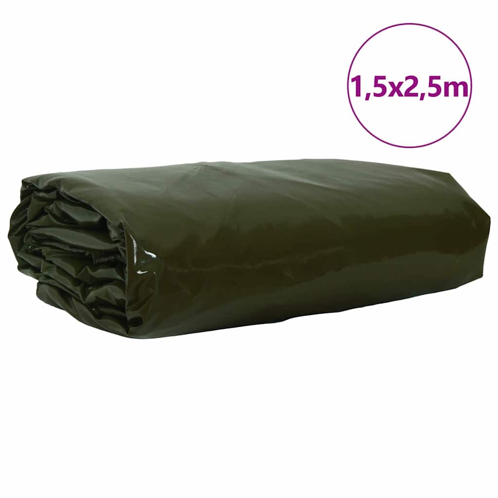 Lona vidaxl 650g m² verde oliva 1,5 x 2,5 m lona con revestimiento de PVC
