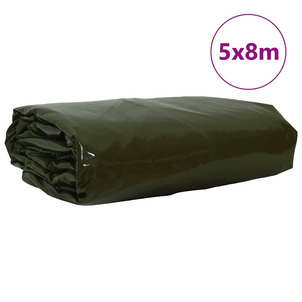 Lona vidaxl 650g m² verde oliva 5 x 8 m lona con revestimiento de PVC