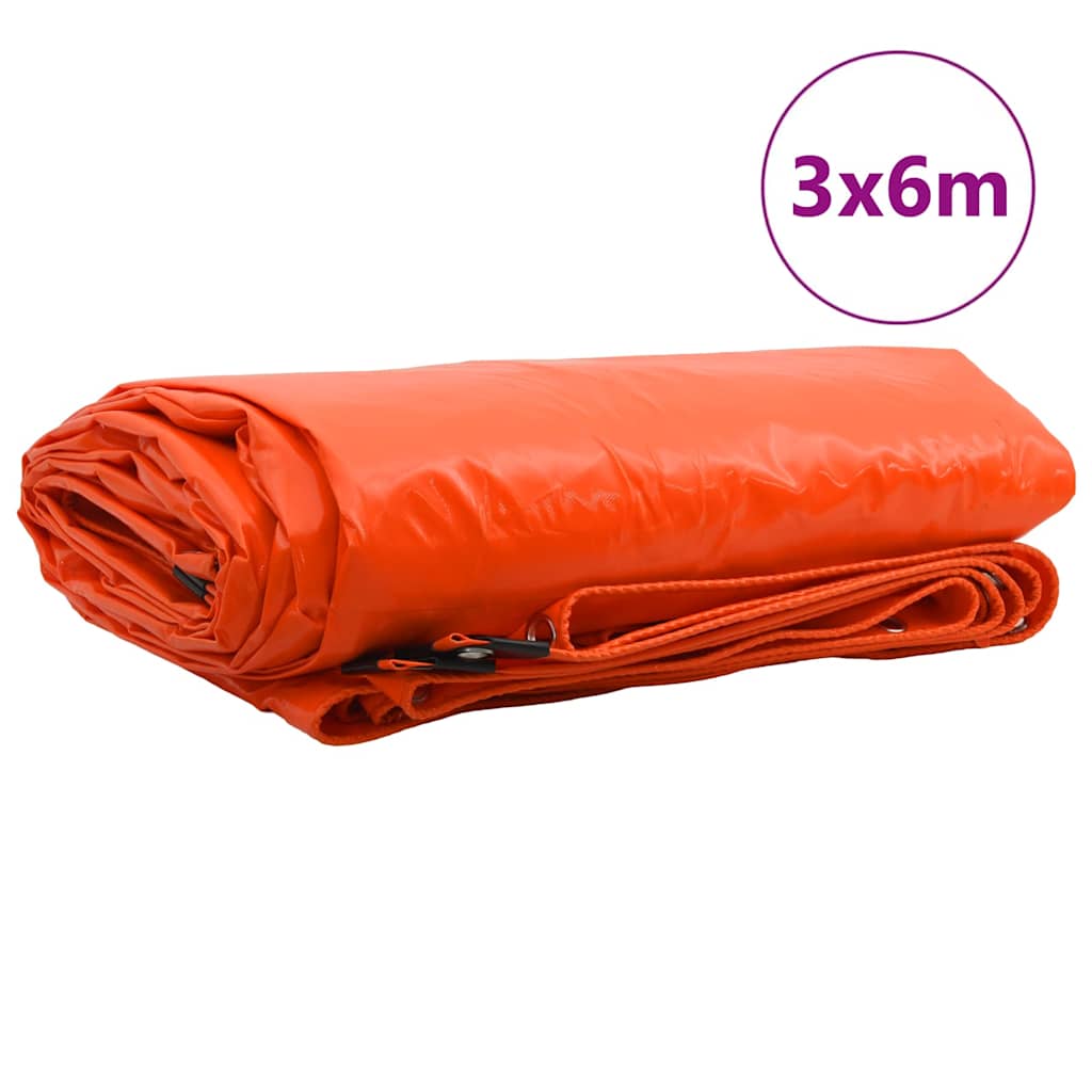 Lona vidaxl 650g m² naranja 3 x 6 m lona con revestimiento de PVC
