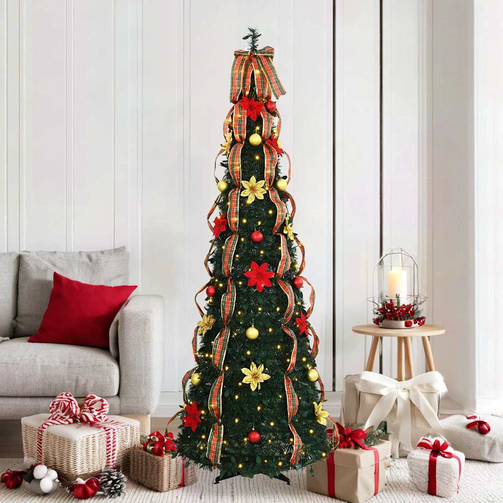 Árbol de Navidad artificial vidaxx con 150 LED con PVC verde estándar de 185 cm