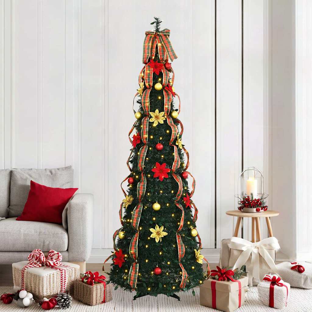 Árbol de Navidad artificial Vidaxx con 200 LED con PVC verde estándar de 215 cm