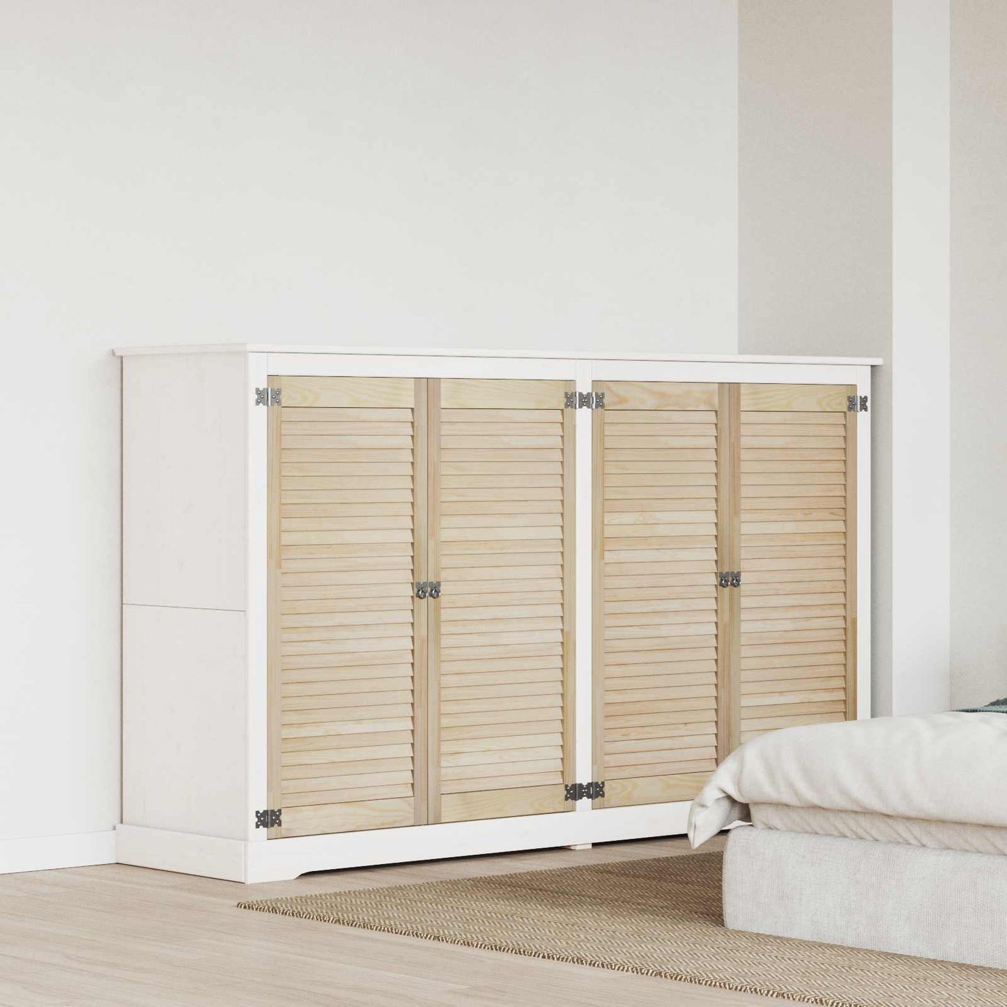 Vidaxxl puerta de armario 4 piezas madera de pino maciza natural 110 x 2 x 49,5 cm