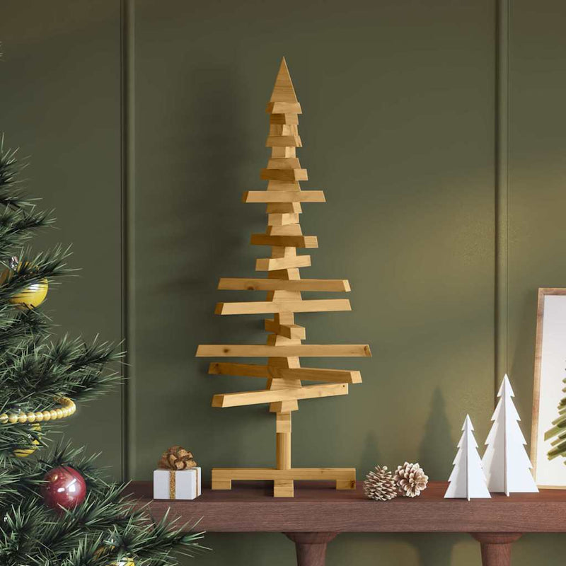 Árbol de Navidad de madera VidaXL con madera de pino maciza marrón estándar de 90 cm