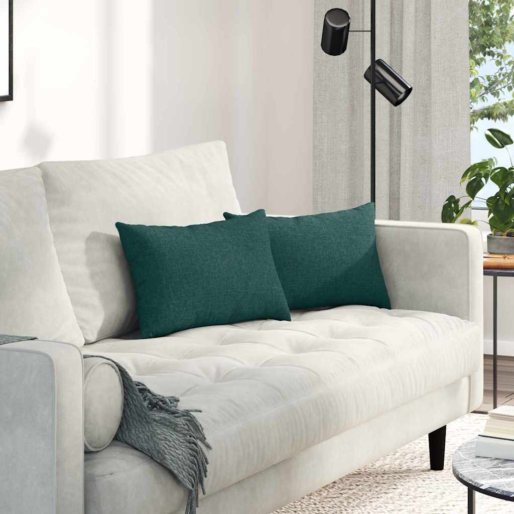 Cuscini per divano VidaXL 2 pezzi in tessuto verde scuro 50 x 30 cm
