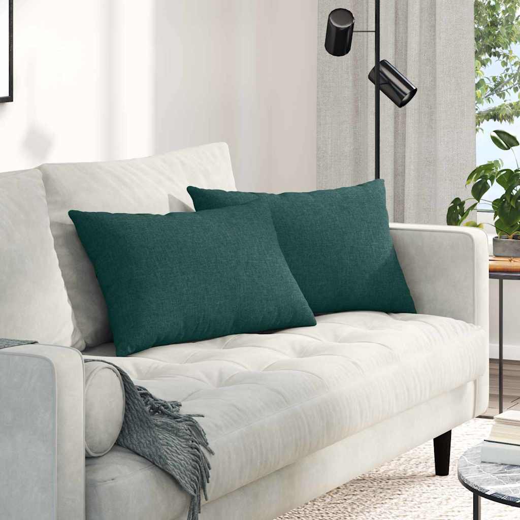 VidaXL cojines de sofá 2 piezas tela verde oscuro 60 x 40 cm