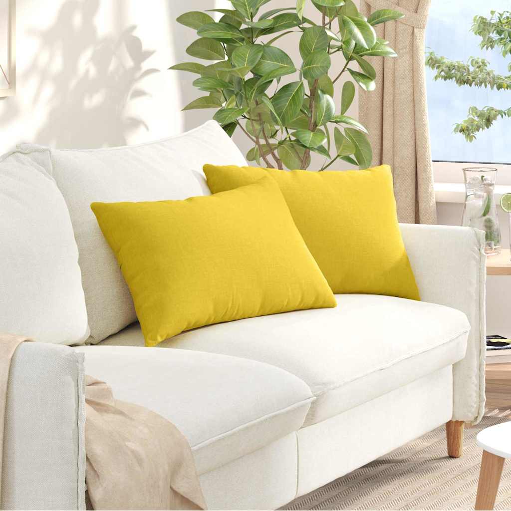 VidaXL cojines de sofá 2 piezas tejido amarillo claro 60 x 40 cm