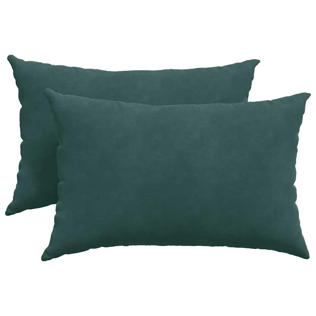 VidaXL cojines de sofá 2 piezas tela de pana verde oscuro 60 x 40 cm