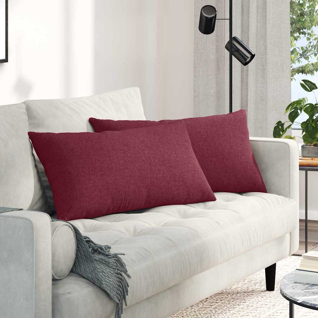 VidaXL cojines de sofá 2 piezas tejido rojo vino 80 x 40 cm
