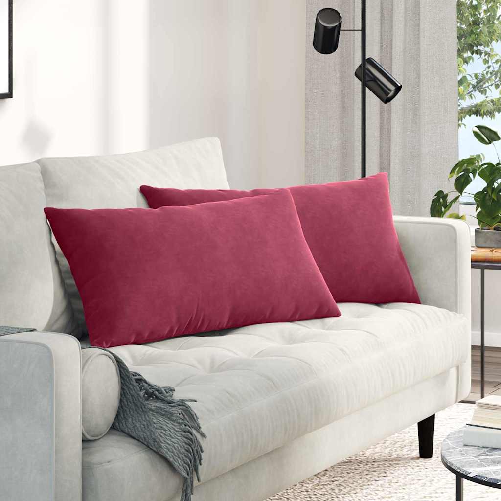 Cuscini per divano VidaXL 2 pezzi tessuto a corde rosso vino 80 x 40 cm
