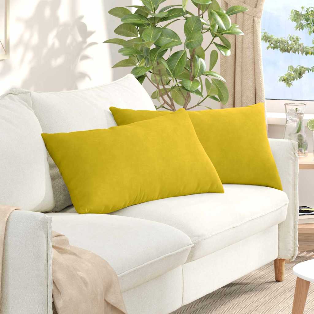 Cuscini per divano VidaXL 2 pezzi in tessuto a corda giallo 80 x 40 cm