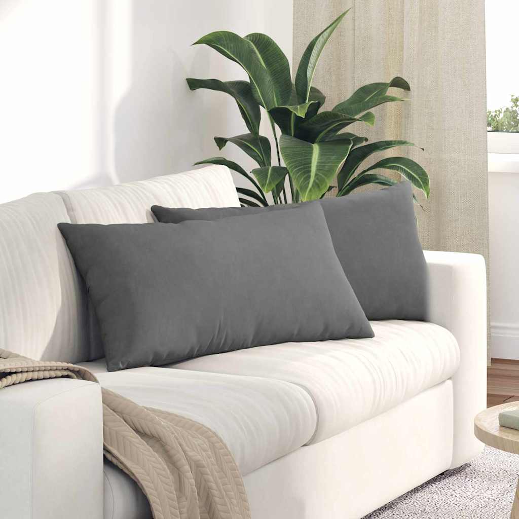 VidaXL cojines de sofá 2 piezas tela gris oscuro 80 x 40 cm