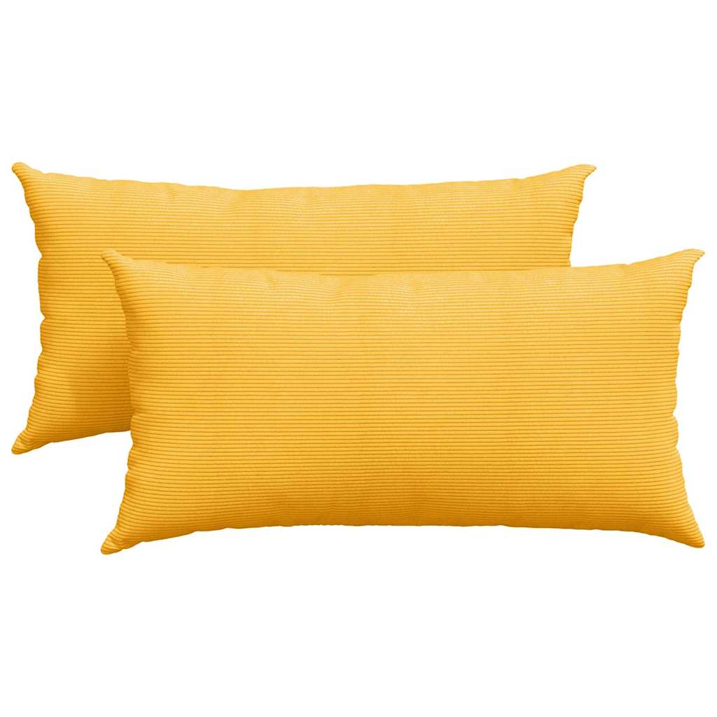 VidaXL cojines de sofá 2 piezas tela de pana amarillo claro 80 x 40 cm