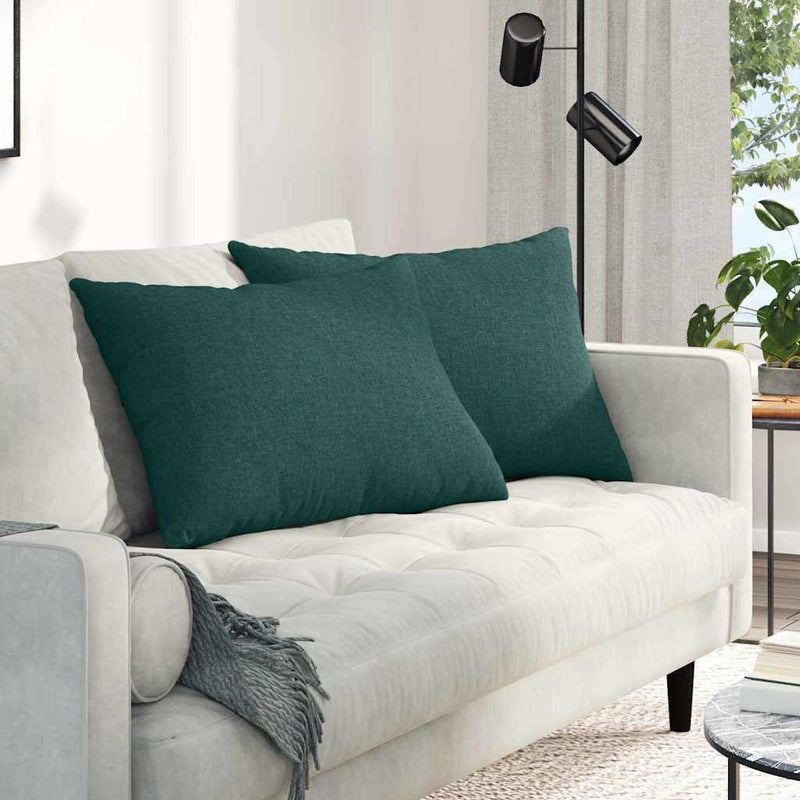 VidaXL cojines de sofá 2 piezas tela verde oscuro 70 x 50 cm