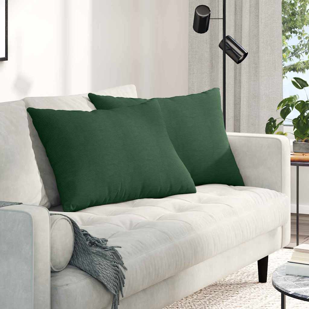 Cuscini per divano VidaXL, 2 pezzi, verde scuro, tessuto a corde 70 x 50 cm
