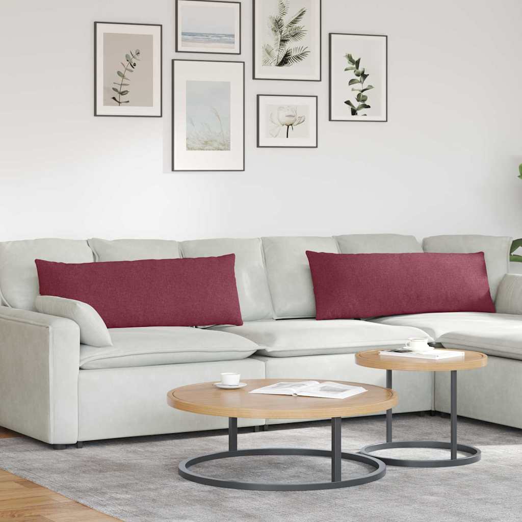 VidaXL cojines de sofá 2 piezas tejido rojo vino 120 x 40 cm