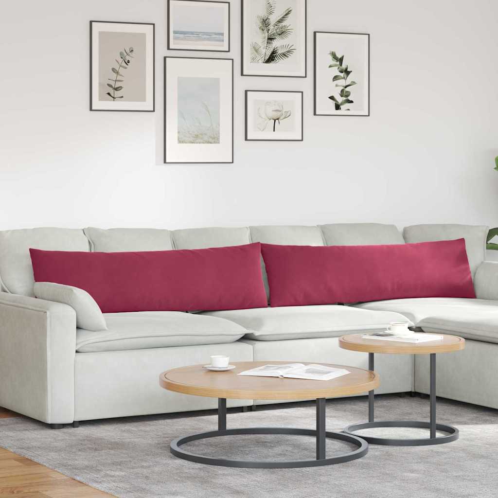 Cuscini per divano VidaXL, 2 pezzi, rosso vino, tessuto in corda 145 x 40 cm