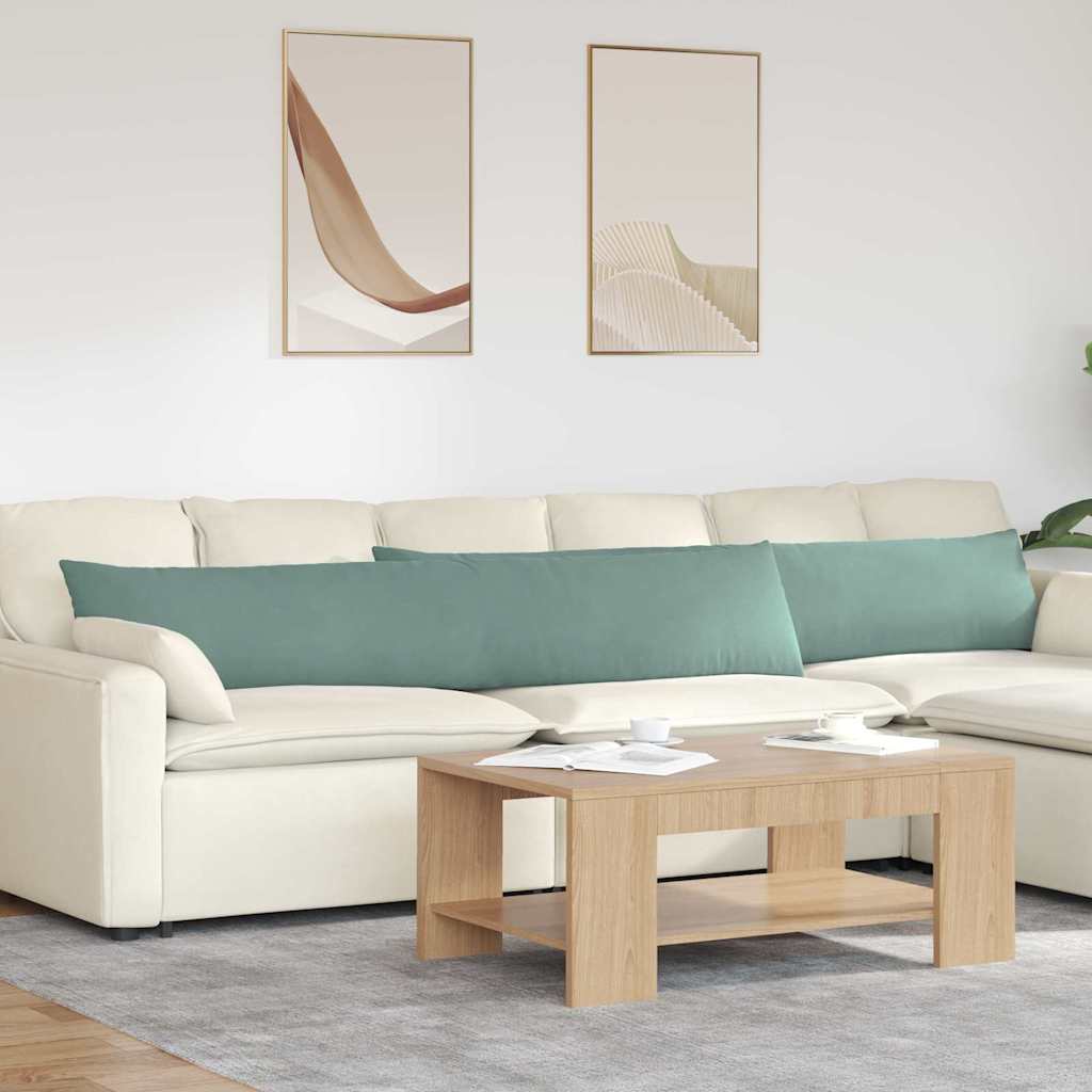 VidaXL cojines de sofá 2 piezas verde mar 200 x 40 cm tela de pana