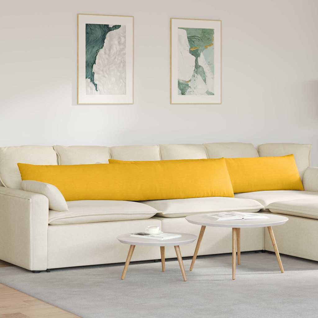 VidaXL cojines de sofá 2 piezas amarillo claro 200 x 40 cm tela de pana