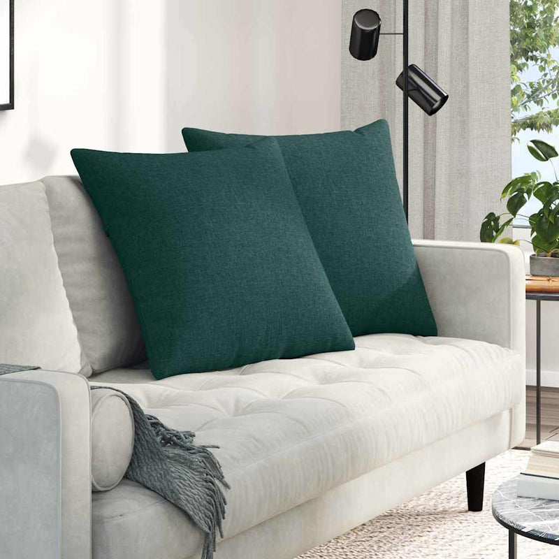 VidaXL cojines de sofá 2 piezas tela verde oscuro 80 x 80 cm