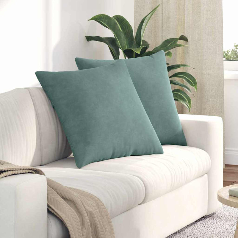 VidaXL cojines de sofá 2 piezas verde mar 80 x 80 cm tela de pana