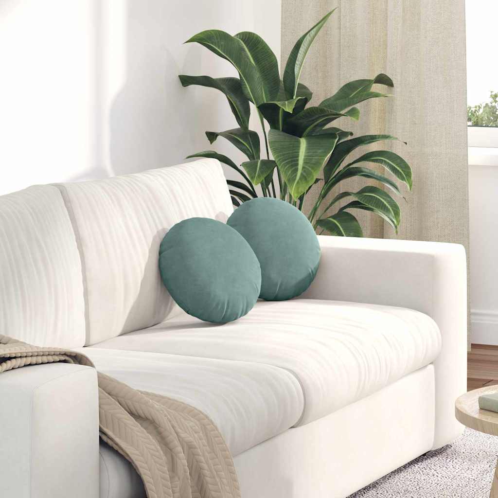 Cuscini seduta Vidaxx 2 pezzi verde mare ø 40 x 13 cm velluto