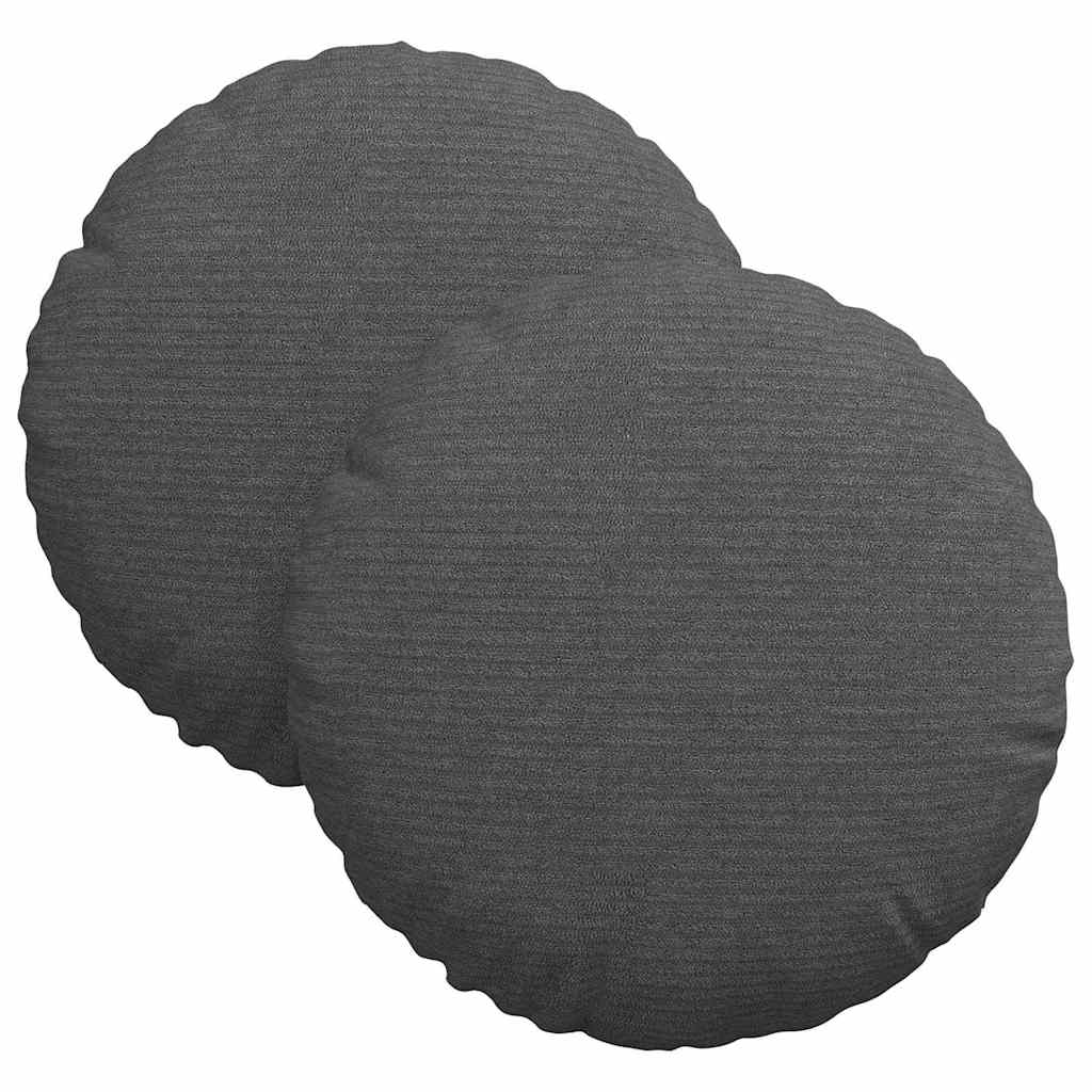 Cojines de asiento VidaXL 2 piezas tejido de algodón gris oscuro ø 30 cm