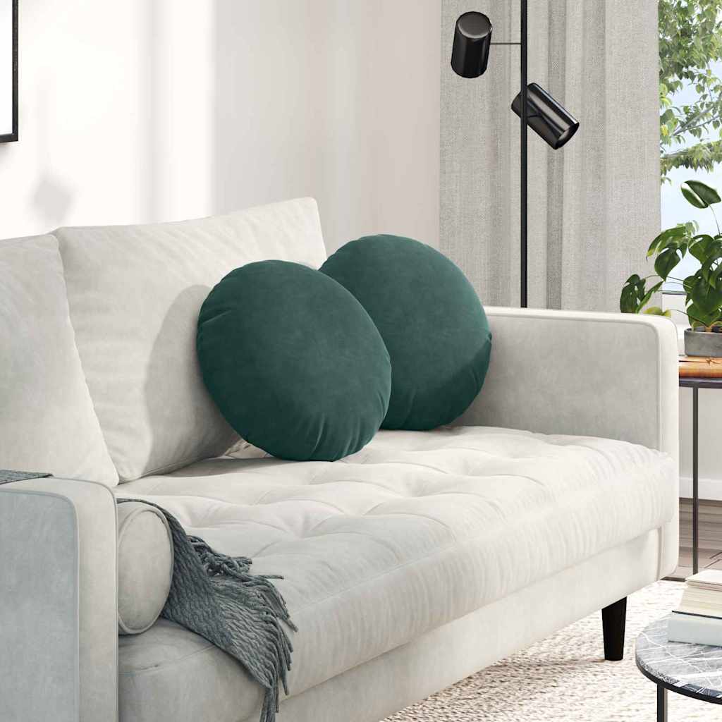 Cuscini per seduta Vidaxx 2 pezzi verde scuro ø 40 x 13 cm in velluto