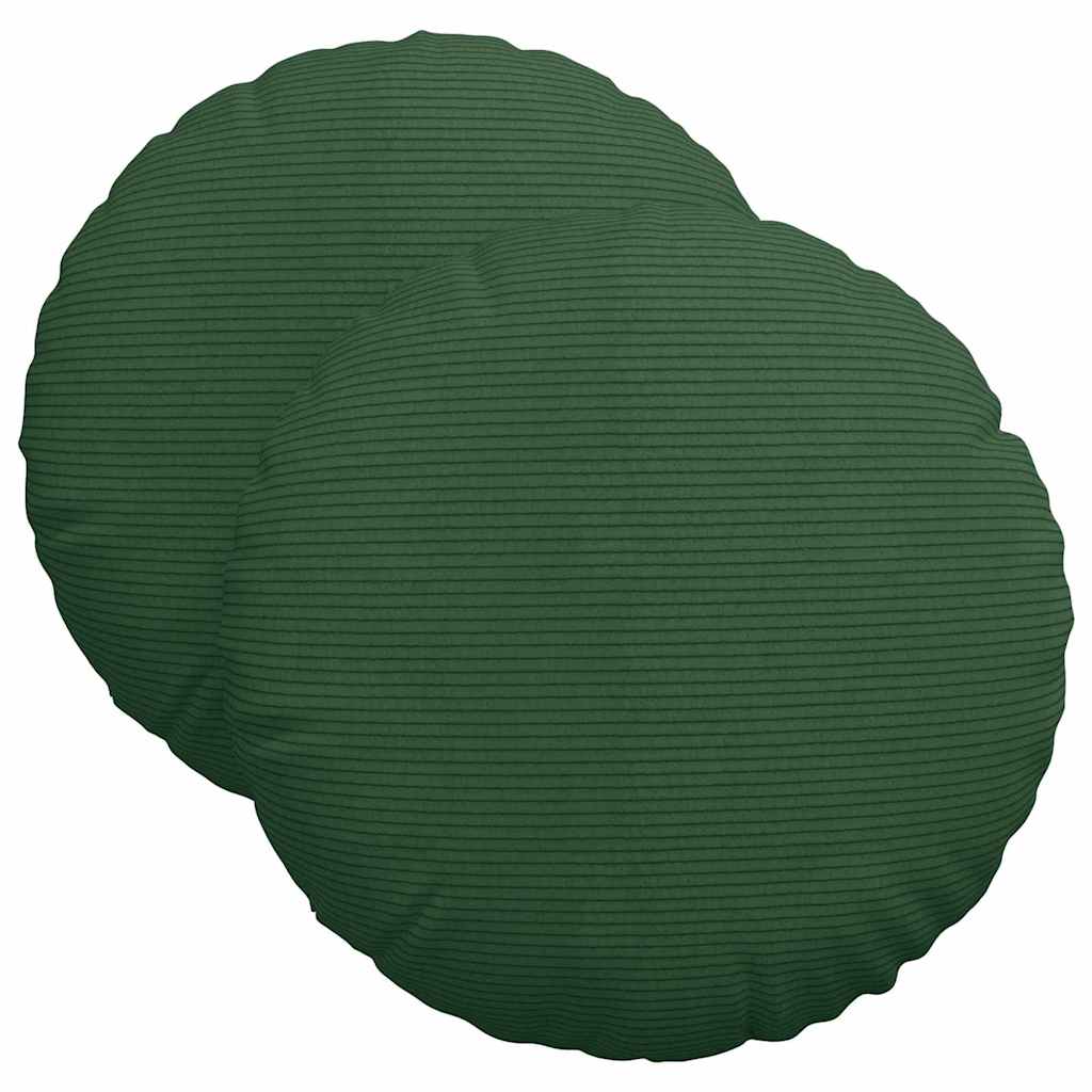 Cojines de asiento VidaXL 2 piezas tejido de algodón verde oscuro ø 40 cm