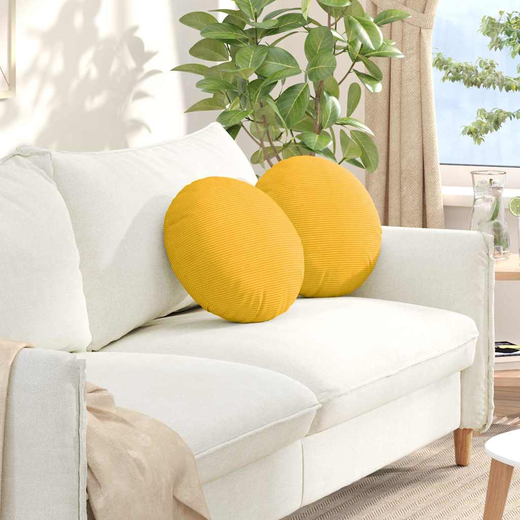 Cojines de asiento VidaXL 2 piezas tejido de algodón amarillo claro ø 40 cm
