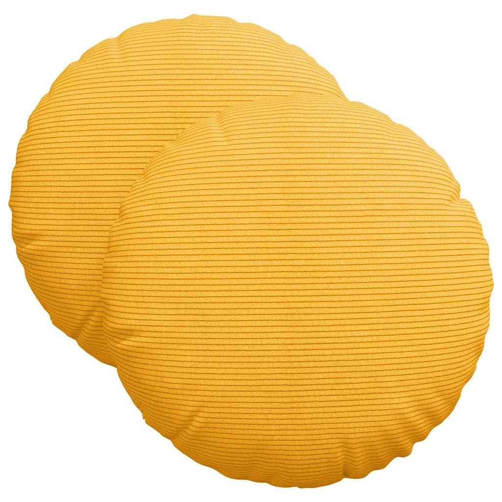 Cojines de asiento VidaXL 2 piezas tejido de algodón amarillo claro ø 40 cm