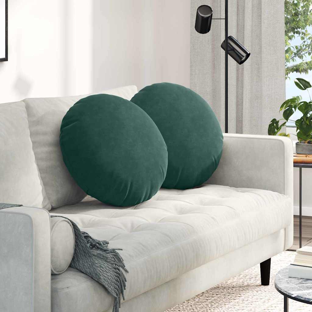 Cuscini per seduta Vidaxx 2 pezzi verde scuro ø 40 x 13 cm in velluto