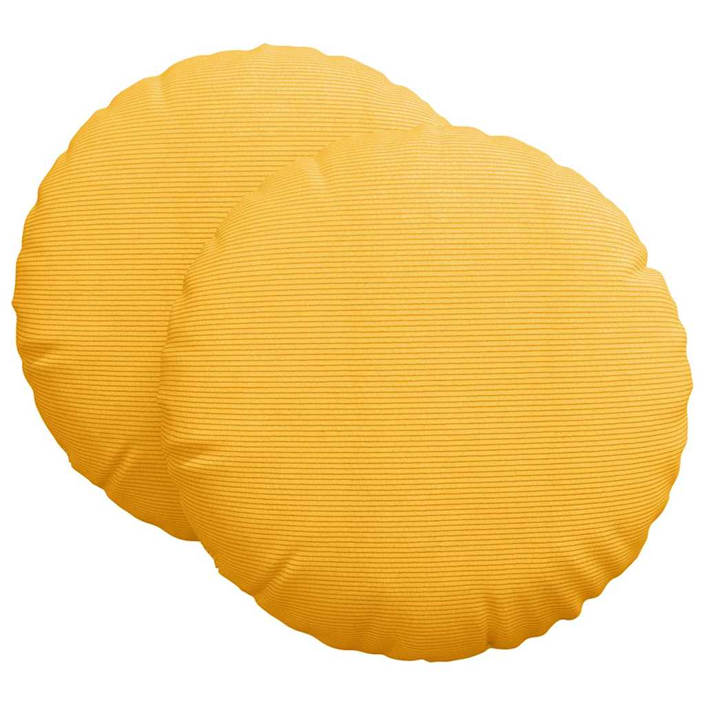 Cojines de asiento VidaXL 2 piezas tejido de algodón amarillo claro ø 60 cm
